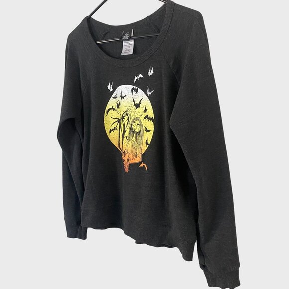 Disney Nightmare Before Christmas Scoop-Neck Sweatshirt Women's Medium Dark Gray - Picture 3 of 12